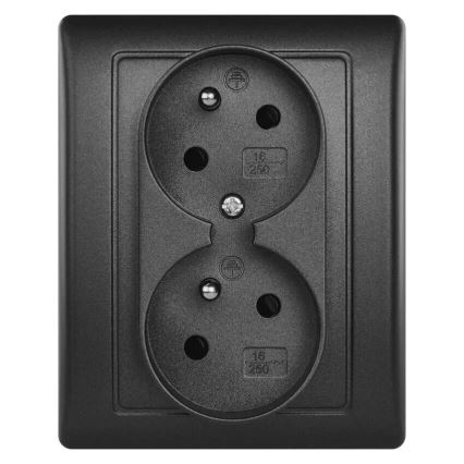 Prise double domestique 250V/16A anthracite