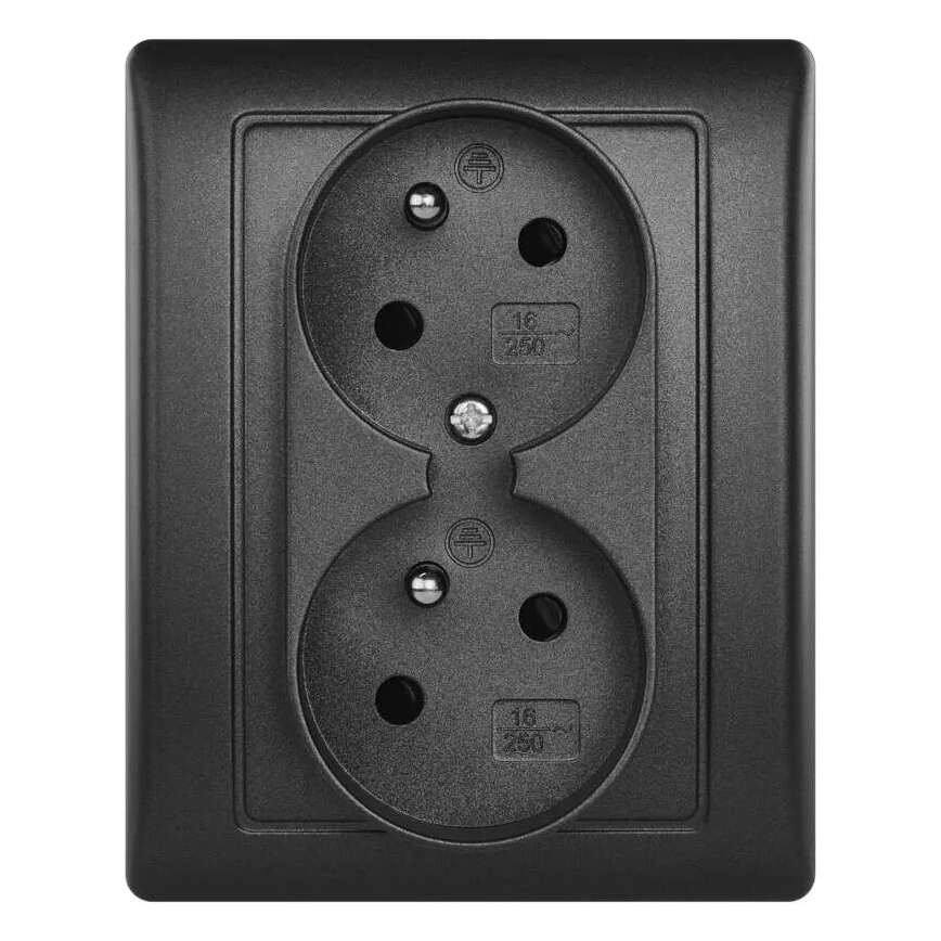 Prise double domestique 250V/16A anthracite