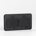 Prise double encastrée extérieure IP55 noire rectangulaire