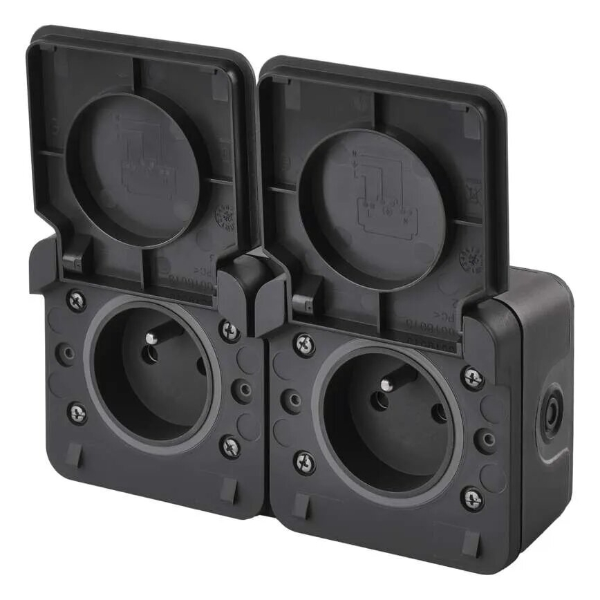 Prise double pour environnement humide IP55