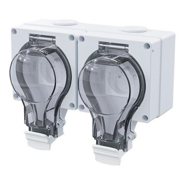 Prise double pour milieux humides 230 V / 16 A, IP66