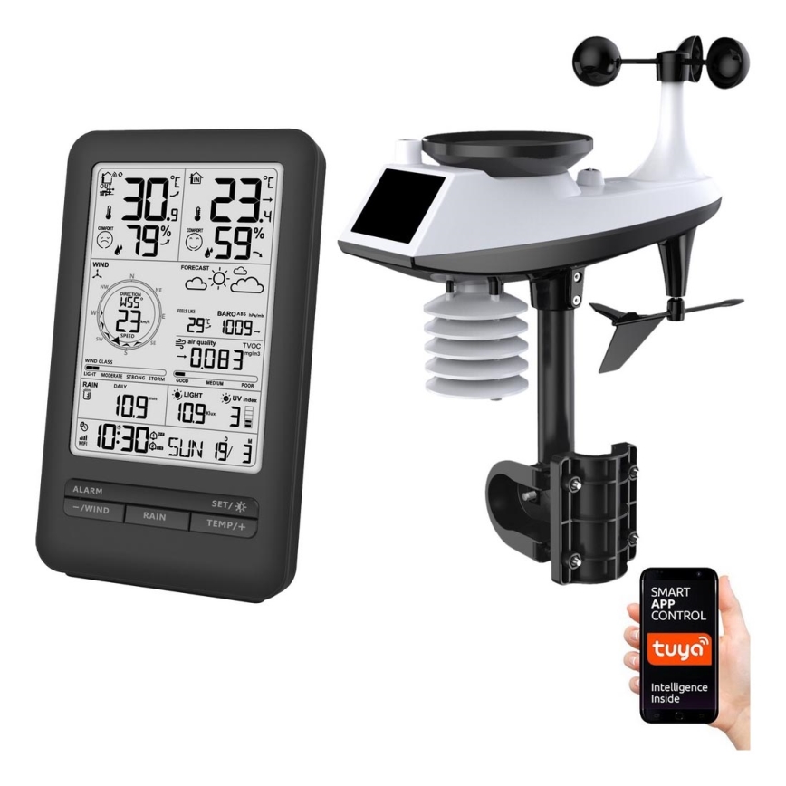 Professioneel weerstation met LCD-scherm 2xAA Wi-Fi Tuya