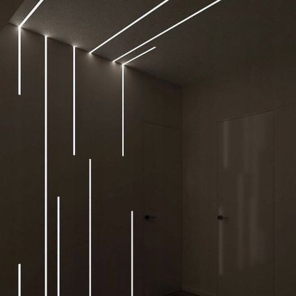 Profil encastrable pour rubans LED 1 m, coloris argenté/blanc
