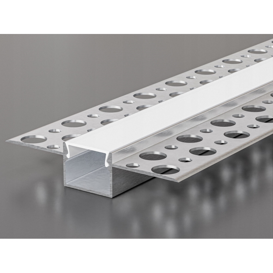Profil encastrable pour rubans LED 1 m, coloris argenté/blanc