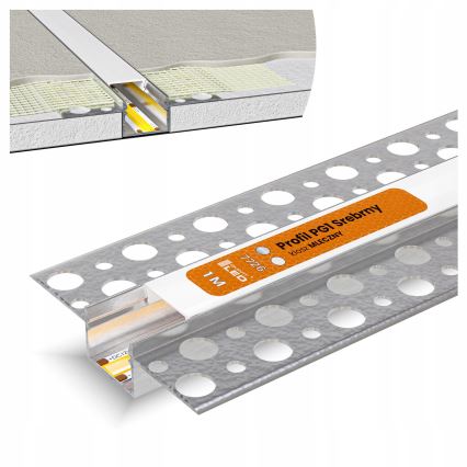 Profil encastrable pour rubans LED 1 m, coloris argenté/blanc