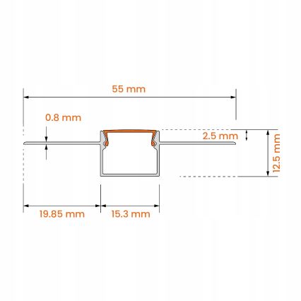 Profil encastrable pour rubans LED 1 m, coloris argenté/blanc
