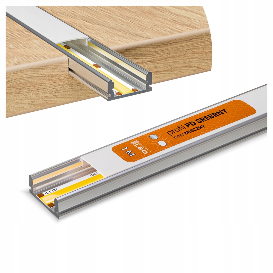 Profilé encastrable pour rubans LED 1 m argenté/blanc