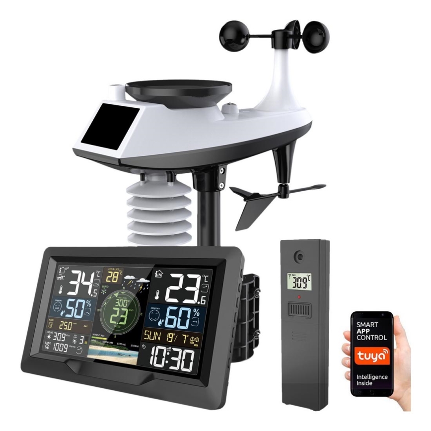 Profofesionální meteostanice met kleuren LCD-scherm 5V/2xAA + 3xAA + 2xAA Wi-Fi Tuya