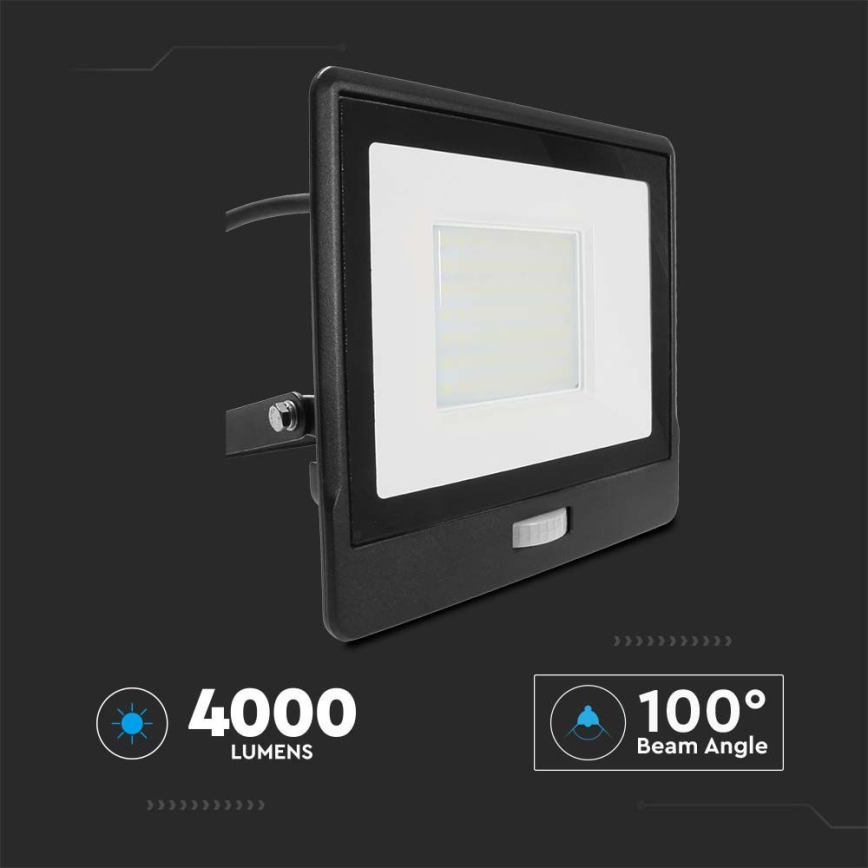 Projecteur avec détecteur LED/50W/230V 4000K IP65 noir