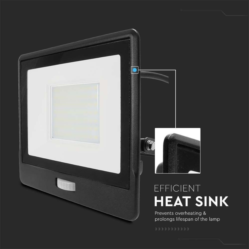 Projecteur avec détecteur LED/50W/230V 4000K IP65 noir