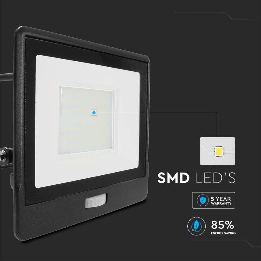 Projecteur avec détecteur LED/50W/230V 4000K IP65 noir
