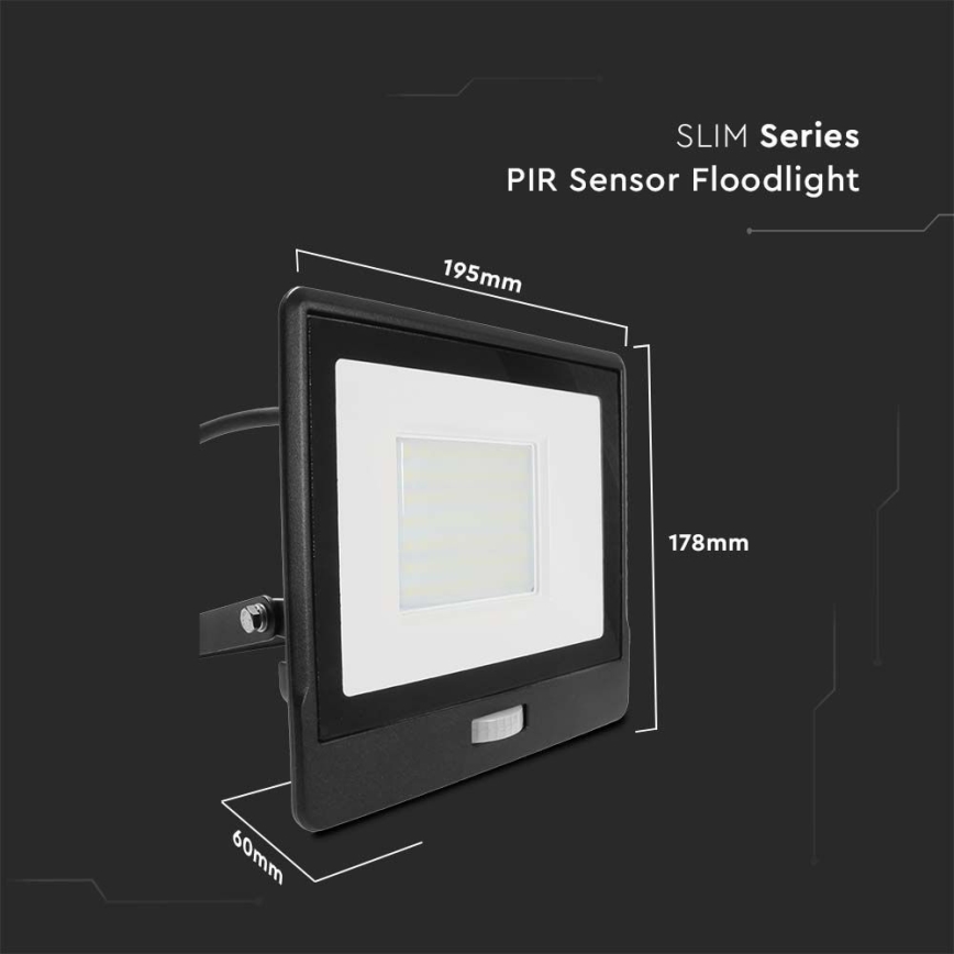Projecteur avec détecteur LED/50W/230V 4000K IP65 noir