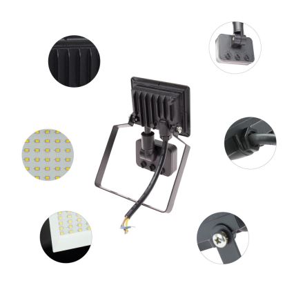 Projecteur d'extérieur avec détecteur NOCTIS LUX 3 LED/10W/230V 4000K IP44 noir