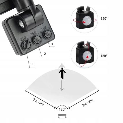 Projecteur extérieur avec détecteur LED/100W/230V 4000K IP65 noir