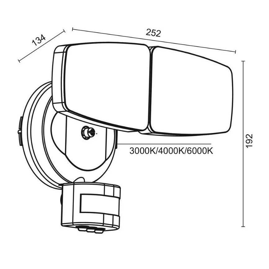 Projecteur extérieur avec détecteur LED/24W/230V 3000/4000/6000K IP54 anthracite