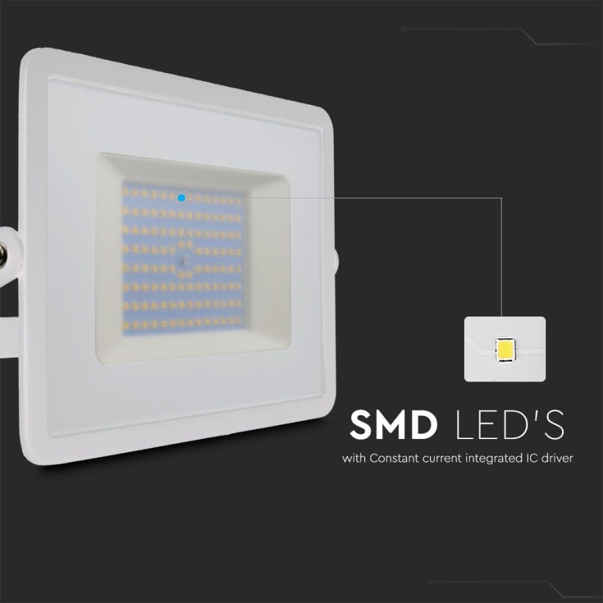 Projecteur LED/100W/230V 6500K IP65 blanc
