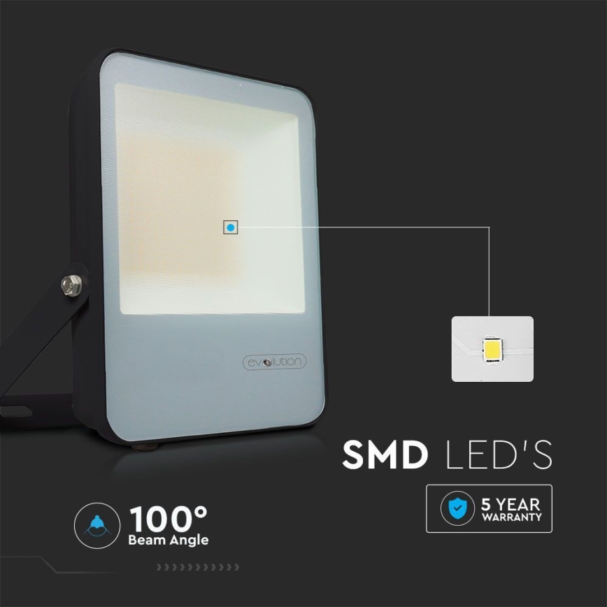 Projecteur LED/50W/230V 6400K IP65 noir
