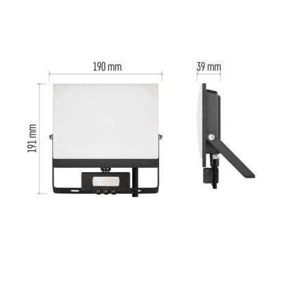 Projecteur LED avec détecteur de mouvement et capteur crépusculaire TAMBO EVO LED/50W/230V 4000K IP44 noir