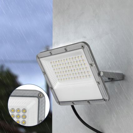 Projecteur LED d'extérieur 100 W, 230 V, 4500 K, IP65, gris