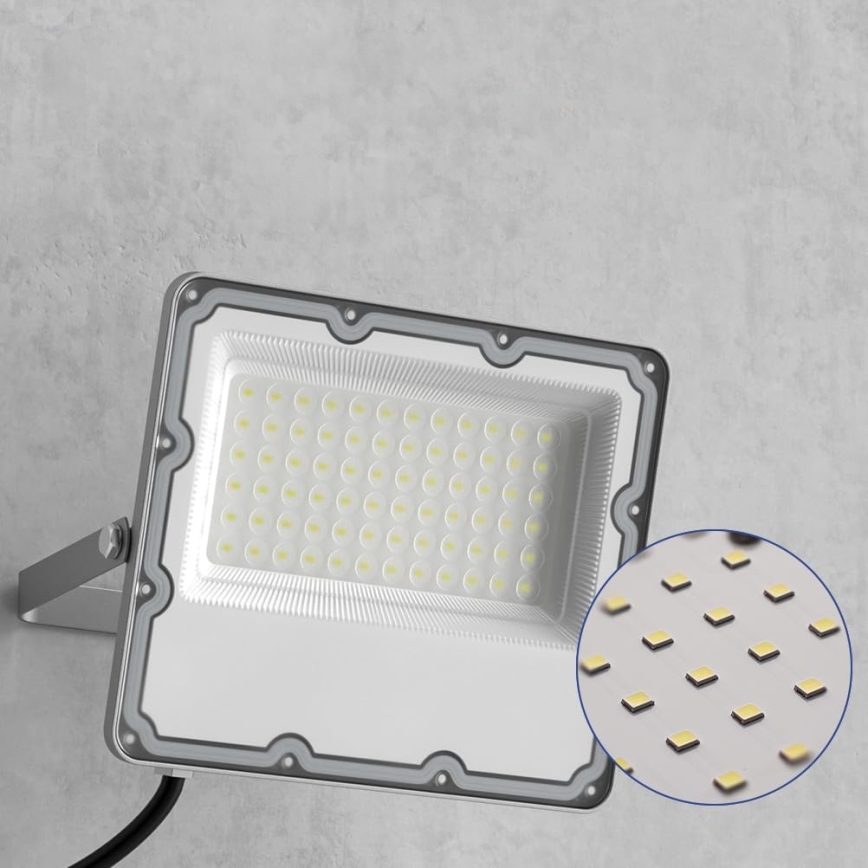 Projecteur LED d'extérieur 100 W, 230 V, 4500 K, IP65, gris