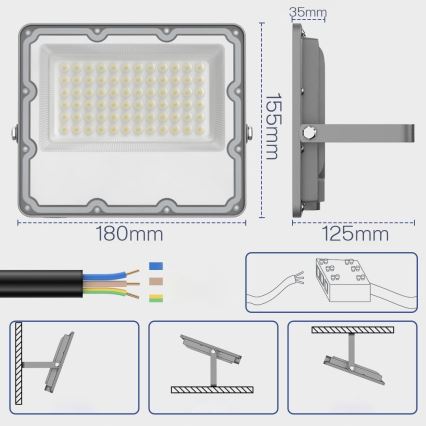 Projecteur LED d'extérieur 50W/230V 4500K IP65 gris