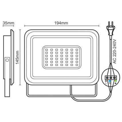 Projecteur LED LED/50W/230V 4000K IP65