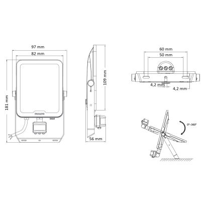Philips - Projecteur LED avec détecteur de mouvement et capteur crépusculaire LEDINAIRE ALL-IN LED/20W/230V 3000/4000/6500K IP65