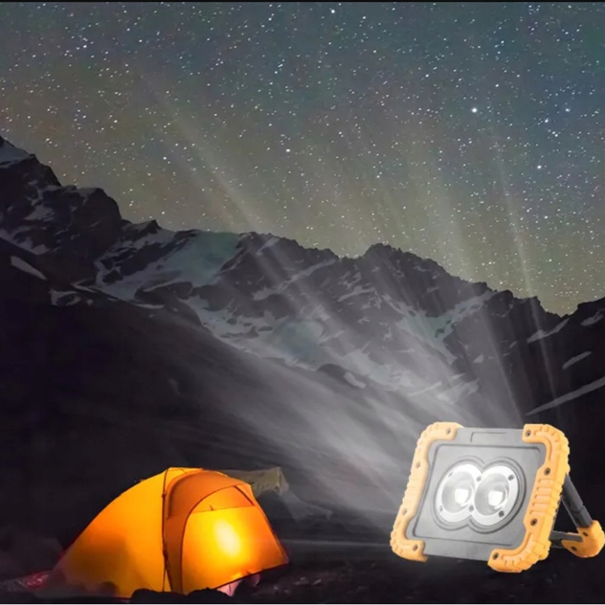 Projecteur LED rechargeable avec fonction powerbank LED/20W/5V 4400 mAh IP44 noir/jaune