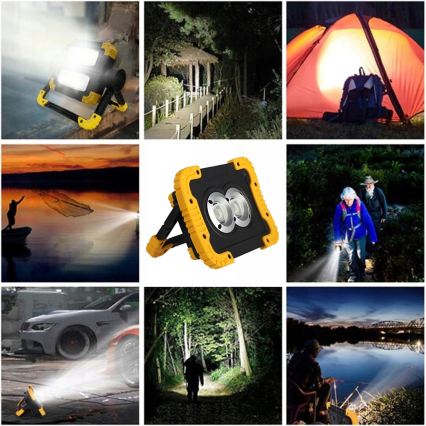 Projecteur LED rechargeable avec fonction powerbank LED/20W/5V 4400 mAh IP44 noir/jaune