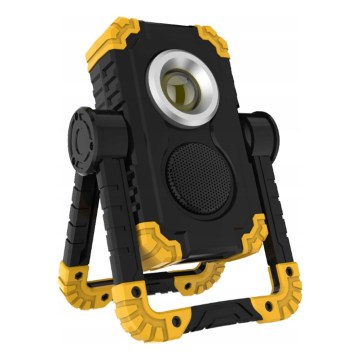 Projecteur LED rechargeable avec haut-parleur et fonction powerbank LED/10W/5V 4400 mAh IP44 noir/jaune