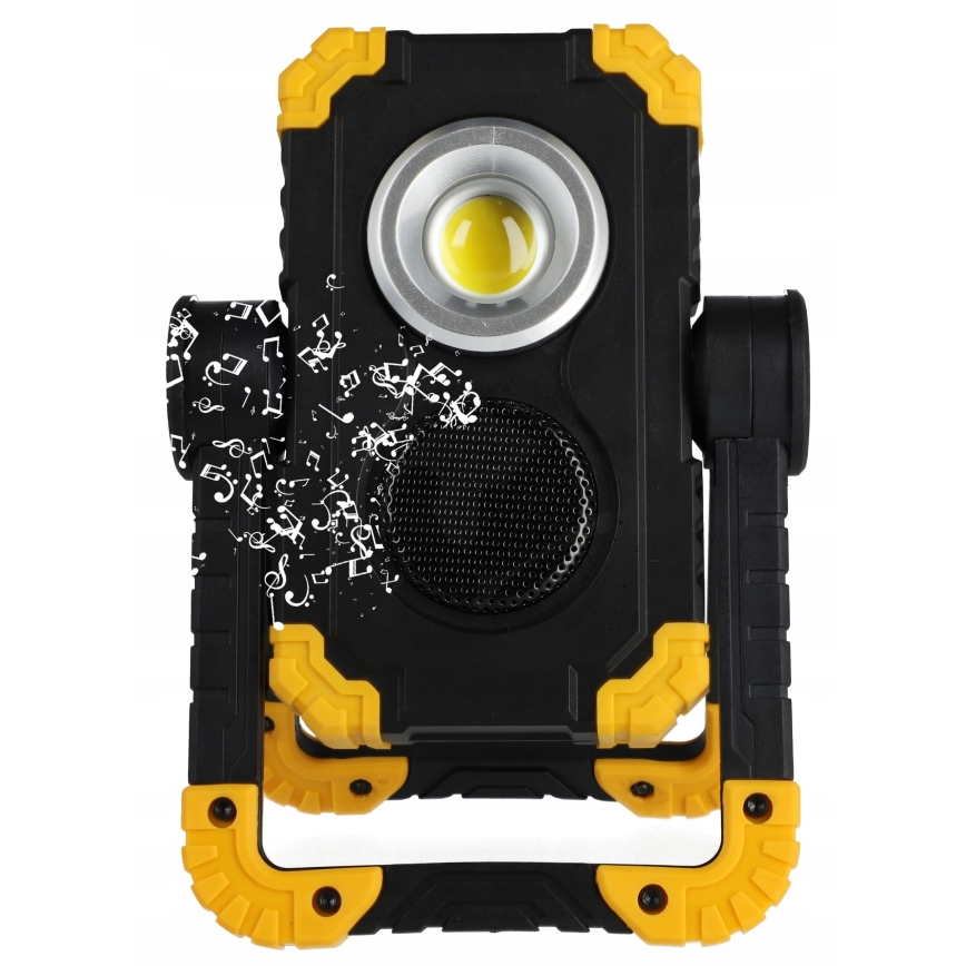 Projecteur LED rechargeable avec haut-parleur et fonction powerbank LED/10W/5V 4400 mAh IP44 noir/jaune