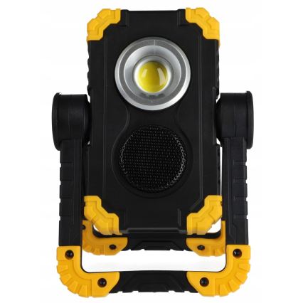 Projecteur LED rechargeable avec haut-parleur et fonction powerbank LED/10W/5V 4400 mAh IP44 noir/jaune