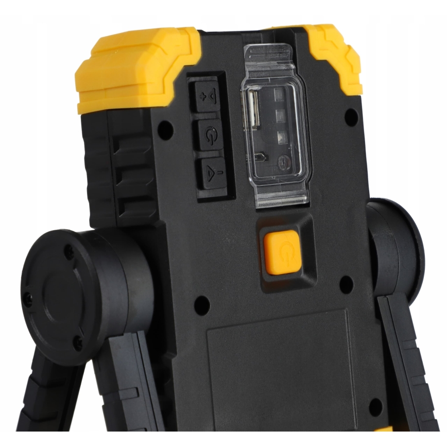 Projecteur LED rechargeable avec haut-parleur et fonction powerbank LED/10W/5V 4400 mAh IP44 noir/jaune