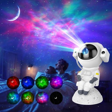 Projecteur LED RGB 3 en 1, 5W/5V, 3000/4000/6000K, au design astronaute + télécommande