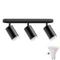 Projecteur LED RGBW dimmable pour salle de bain TURYN 3xGU10/6,5W/230V 2700-6500K Wi-Fi IP44 noir
