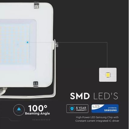 Projecteur LED SAMSUNG CHIP LED/150W/230V 3000K IP65 blanc