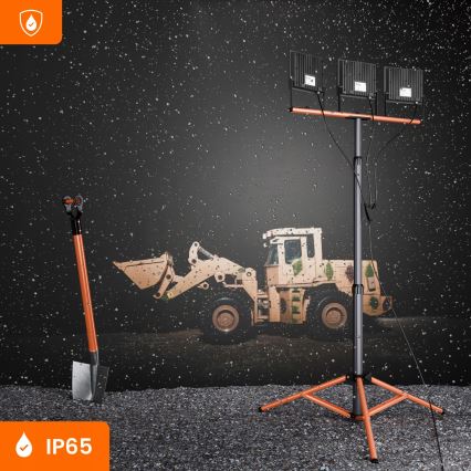 Projecteur LED sur pied 3xLED/100W/230V 4500K IP65 noir/orange