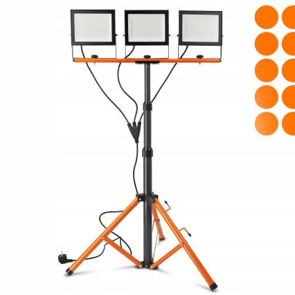Projecteur LED sur pied 3xLED/100W/230V 4500K IP65 noir/orange
