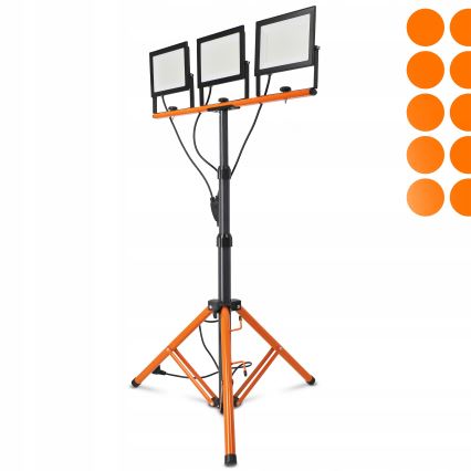 Projecteur LED sur pied 3xLED/100W/230V 4500K IP65 noir/orange