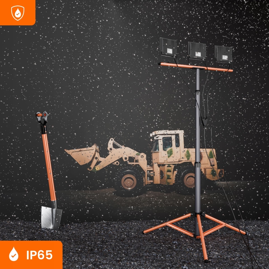 Projecteur LED sur pied 3xLED/50W/230V 4500K IP65 noir/orange