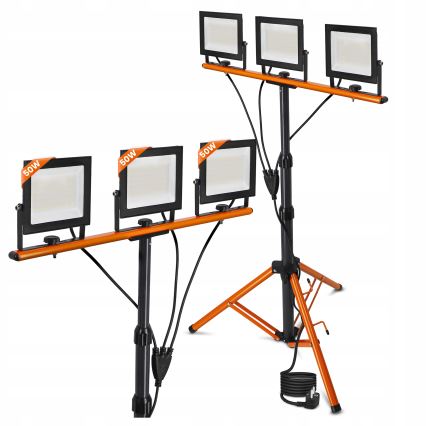 Projecteur LED sur pied 3xLED/50W/230V 4500K IP65 noir/orange