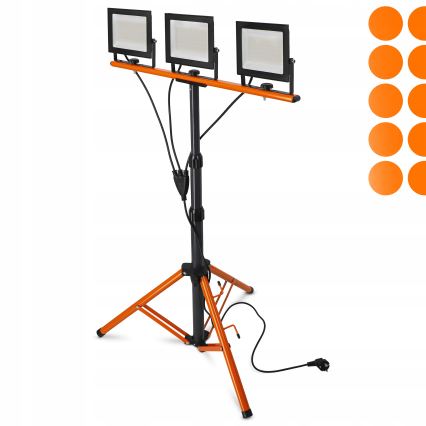 Projecteur LED sur pied 3xLED/50W/230V 4500K IP65 noir/orange