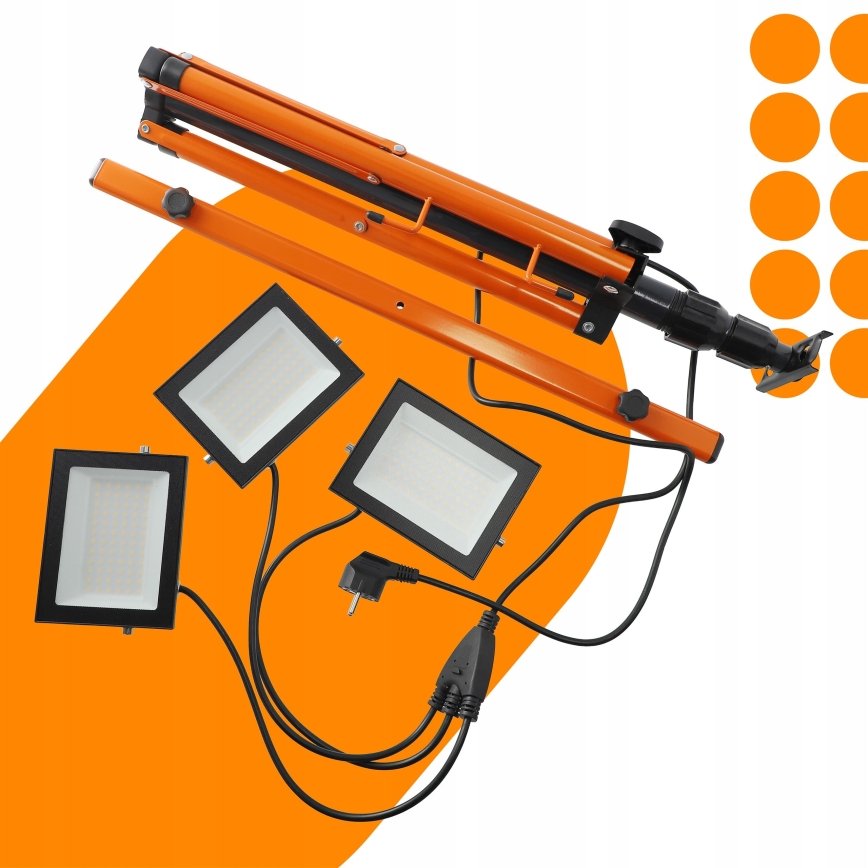 Projecteur LED sur pied 3xLED/50W/230V 4500K IP65 noir/orange