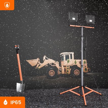 Projecteur LED sur trépied 2xLED/100W/230V 4500K IP65 noir/orange