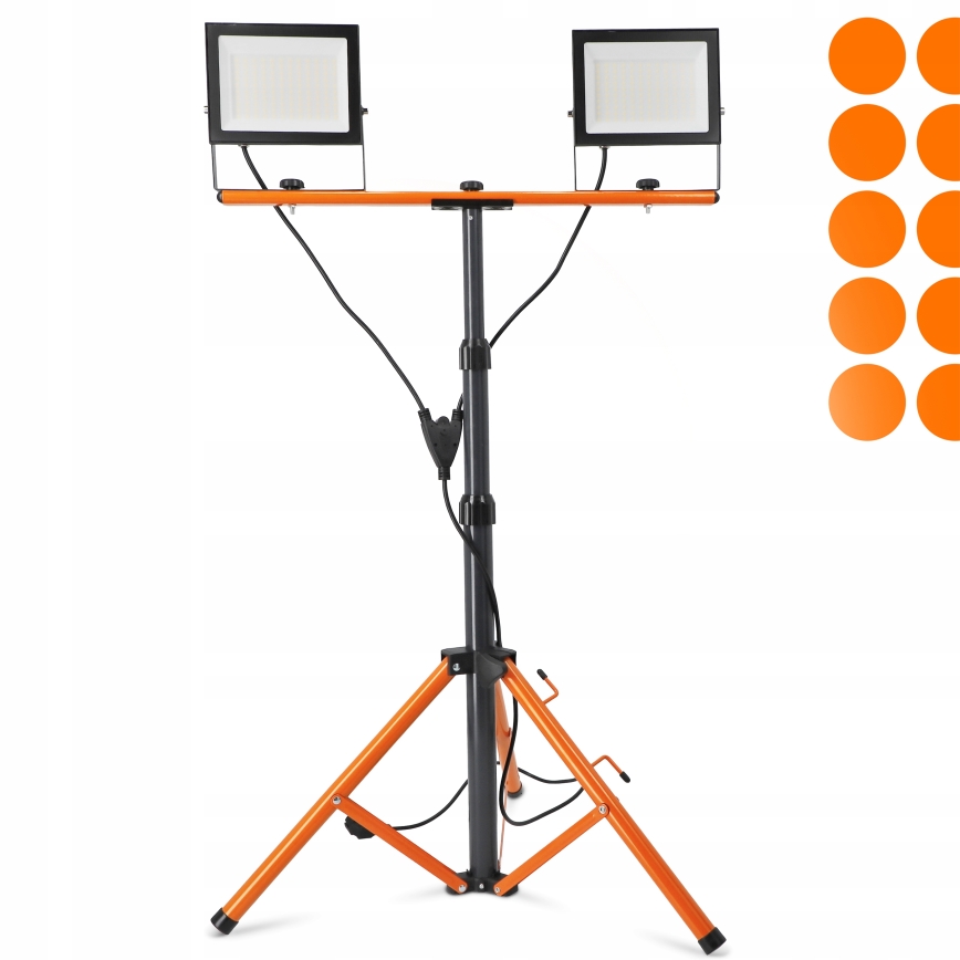 Projecteur LED sur trépied 2xLED/100W/230V 4500K IP65 noir/orange