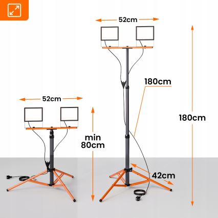 Projecteur LED sur trépied 2xLED/100W/230V 4500K IP65 noir/orange