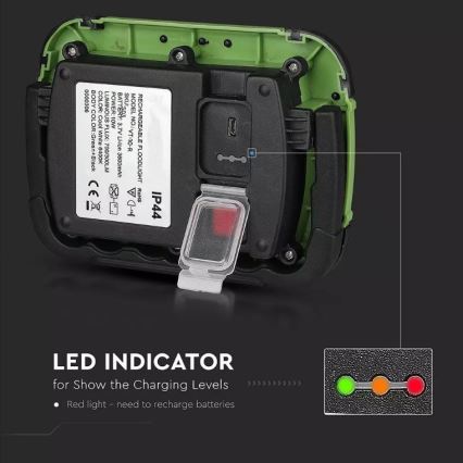 Projecteur rechargeable LED SAMSUNG CHIP LED/10W/3,7V IP44 4000K vert