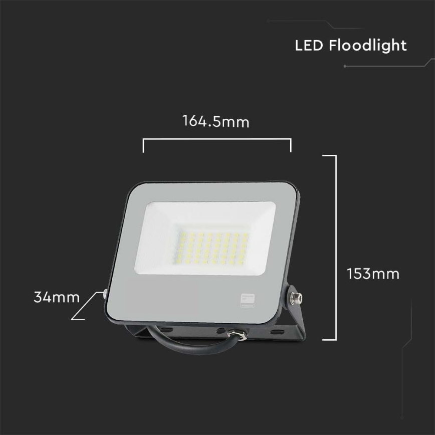 Projecteur SAMSUNG CHIP LED/30W/230V 4000K IP65 noir