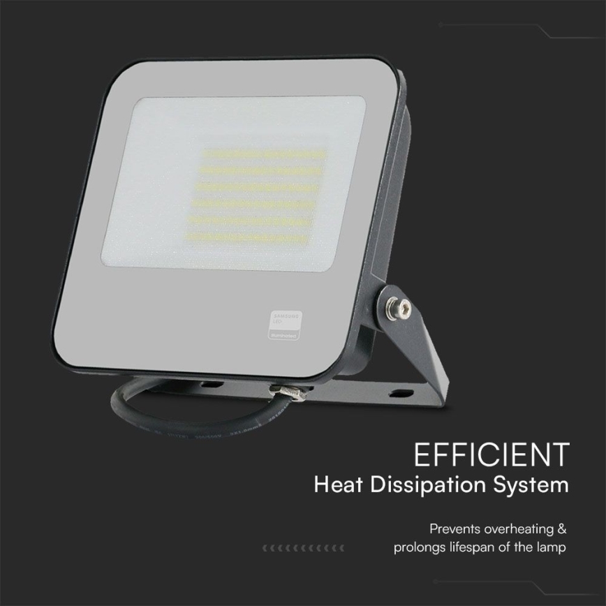 Projecteur SAMSUNG CHIP LED/50W/230V 4000K IP65 noir