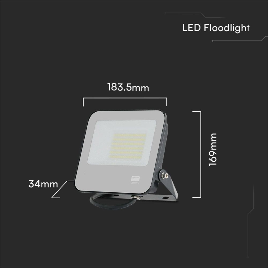 Projecteur SAMSUNG CHIP LED/50W/230V 4000K IP65 noir